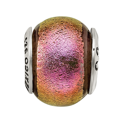 Sterling Silver Reflections Pink Dichroic Glass Bead