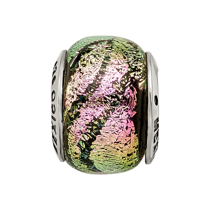 Sterling Silver Reflections Pink Dichroic Glass Bead