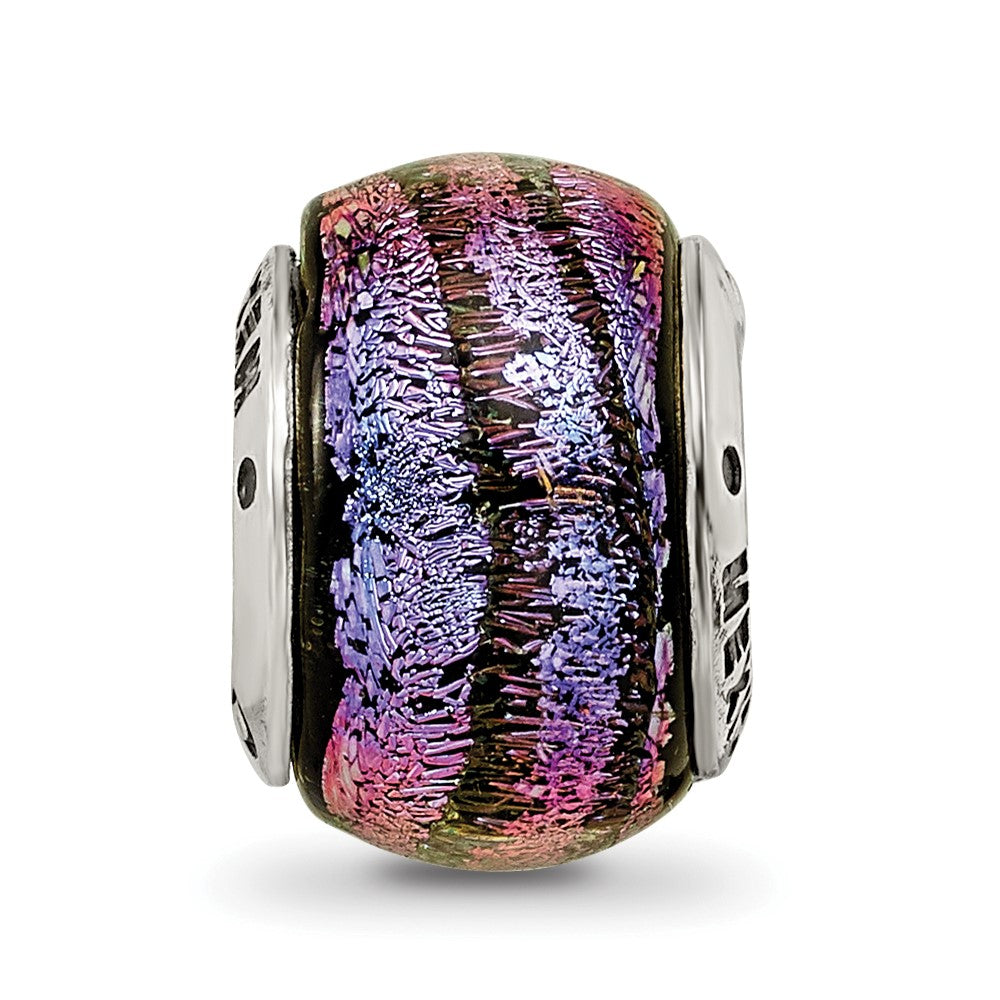 Sterling Silver Reflections Purple Dichroic Glass Bead