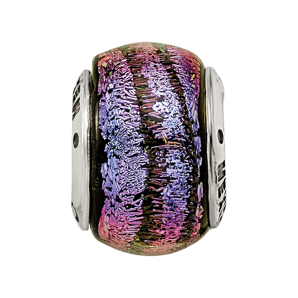 Sterling Silver Reflections Purple Dichroic Glass Bead