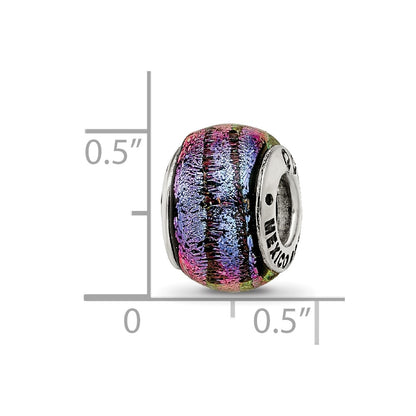 Sterling Silver Reflections Purple Dichroic Glass Bead