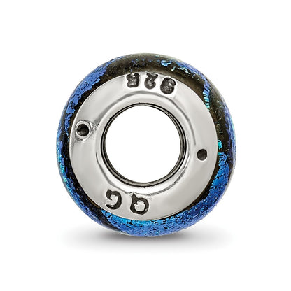 Sterling Silver Reflections Green Dichroic Glass Bead