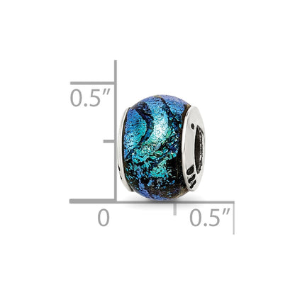 Sterling Silver Reflections Green Dichroic Glass Bead