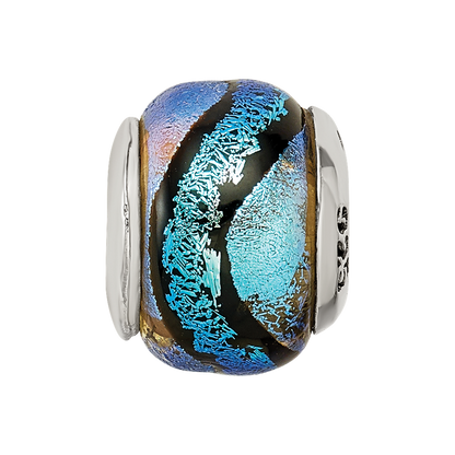Sterling Silver Reflections Blue Dichroic Glass Bead