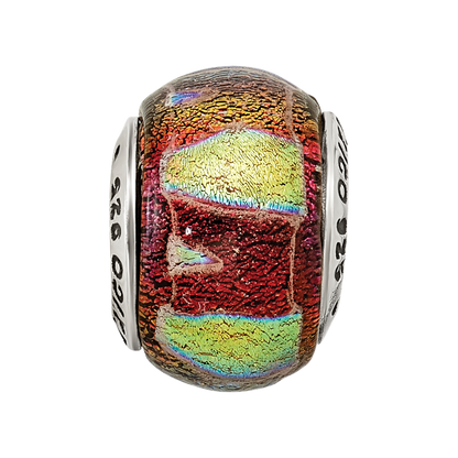 Sterling Silver Reflections Orange Dichroic Glass Bead