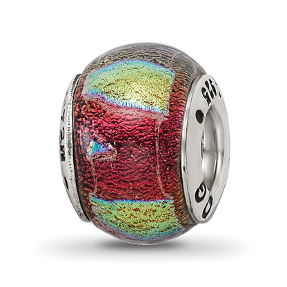 Sterling Silver Reflections Orange Dichroic Glass Bead