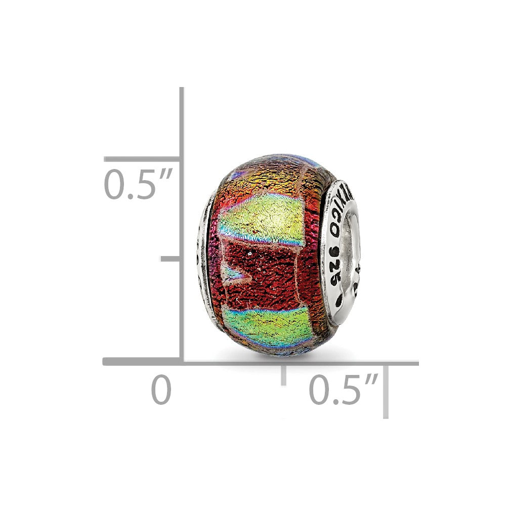 Sterling Silver Reflections Orange Dichroic Glass Bead