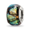 Sterling Silver Reflections Green Dichroic Glass Bead