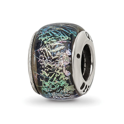 Sterling Silver Reflections Rainbow Dichroic Glass Bead
