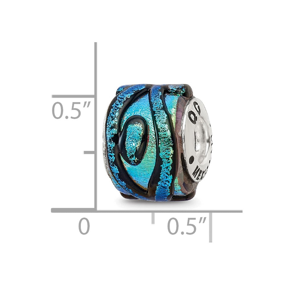 Sterling Silver Reflections Green Dichroic Glass Bead