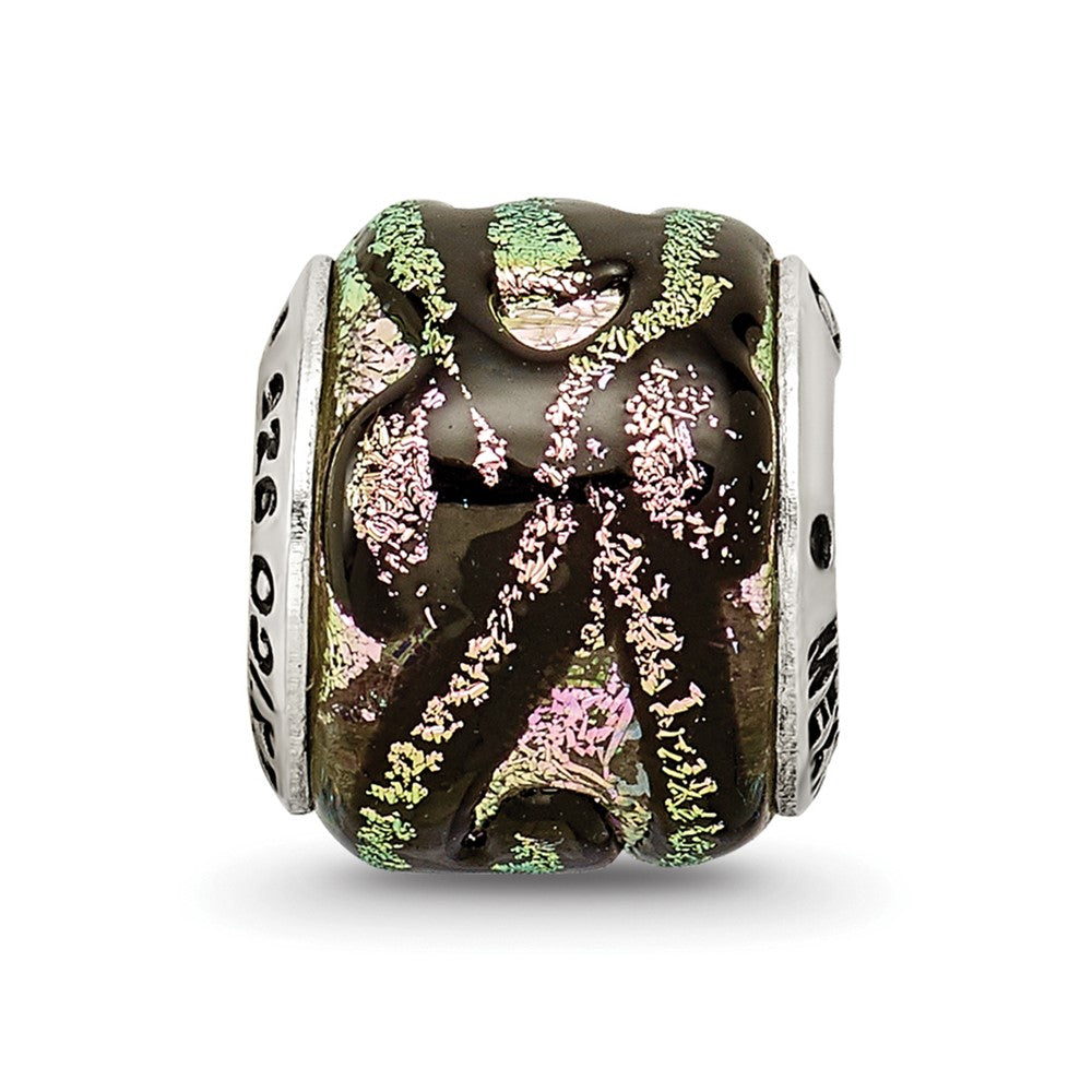 Sterling Silver Reflections Pink Dichroic Glass Bead