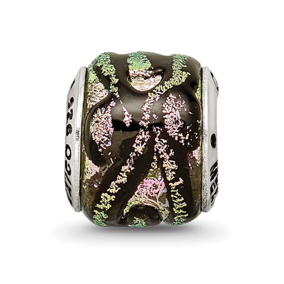 Sterling Silver Reflections Pink Dichroic Glass Bead