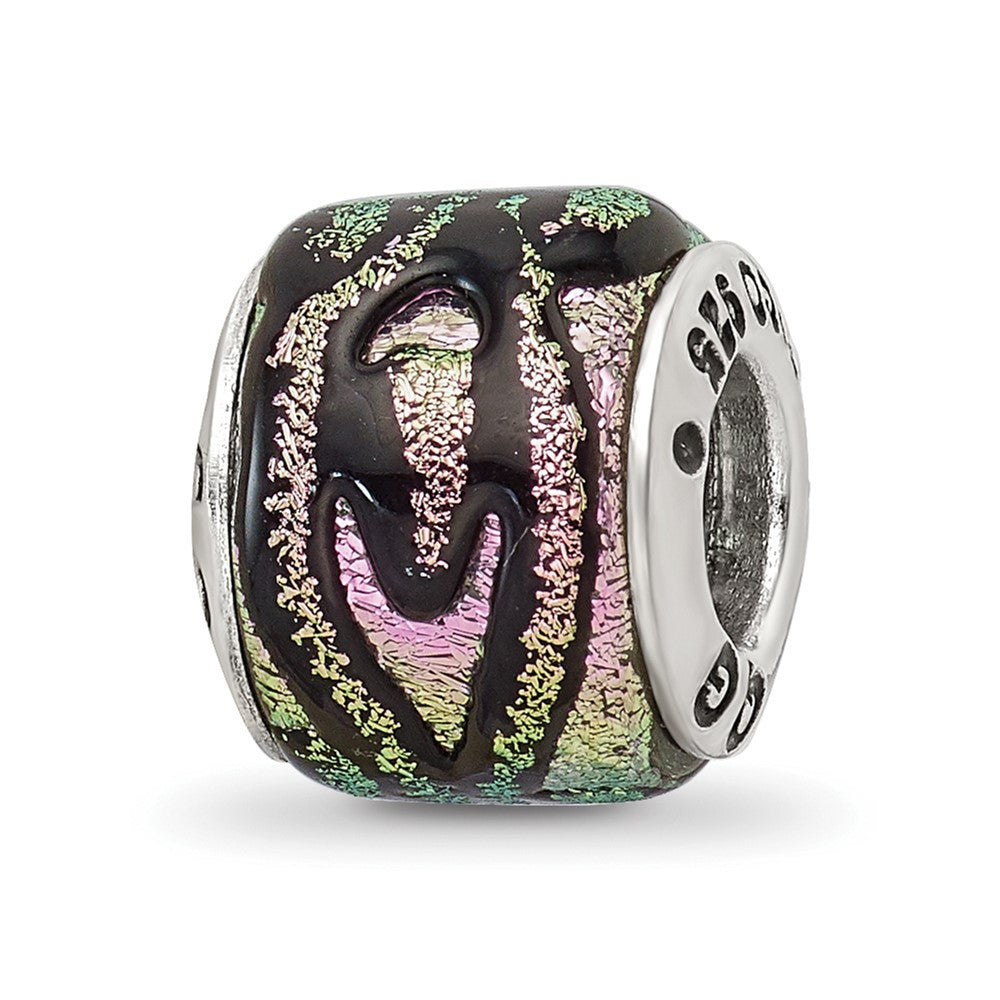 Sterling Silver Reflections Pink Dichroic Glass Bead