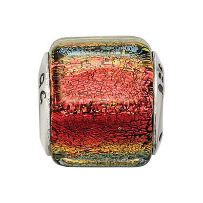 Sterling Silver Reflections Orange Dichroic Glass Bead