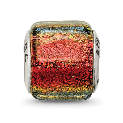 Sterling Silver Reflections Orange Dichroic Glass Bead