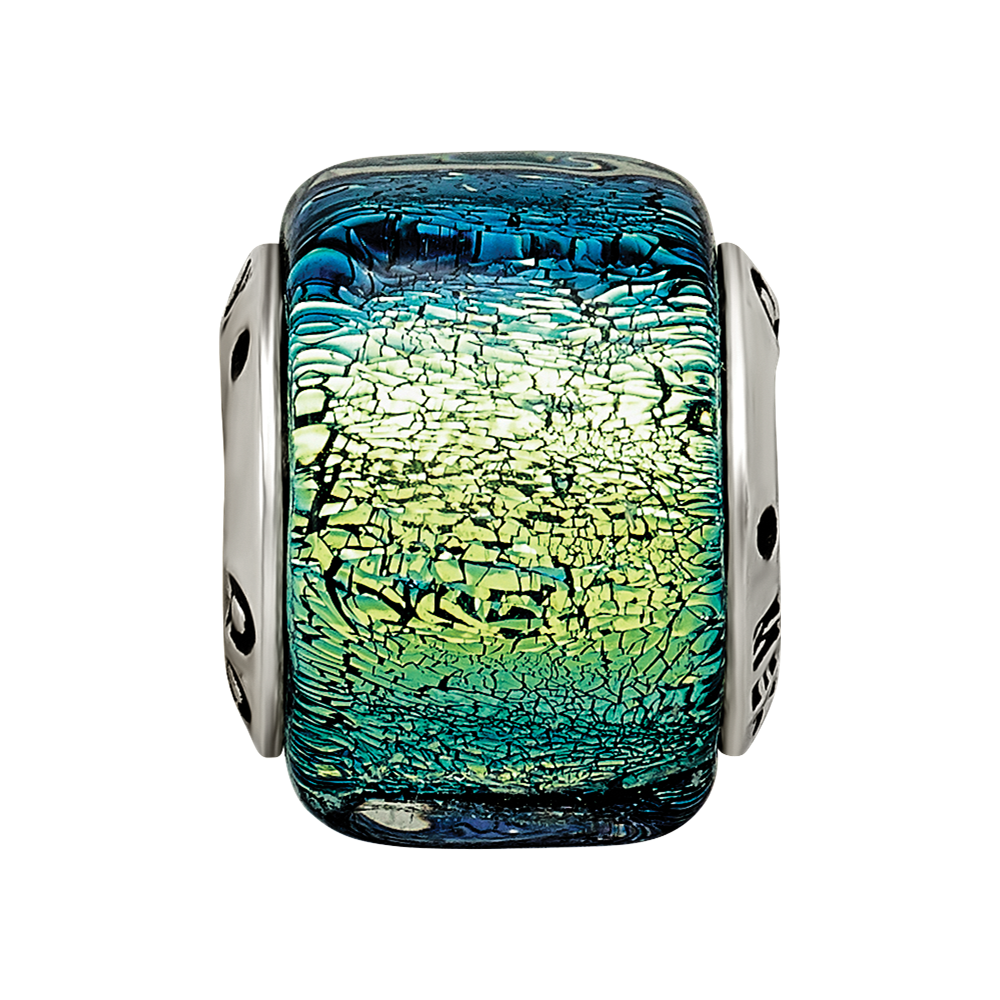 Sterling Silver Reflections Yellow Dichroic Glass Bead