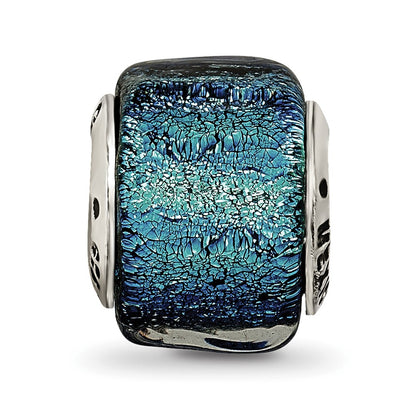 Sterling Silver Reflections Blue Dichroic Glass Bead
