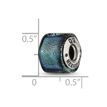 Sterling Silver Reflections Blue Dichroic Glass Bead