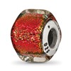Sterling Silver Reflections Orange Dichroic Glass Square Bead