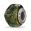 Sterling Silver Reflections Yellow Dichroic Glass Square Bead