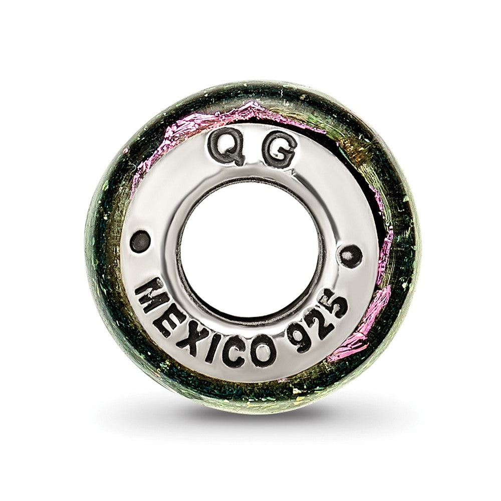 Sterling Silver Reflections Purple Dichroic Glass Barrel Bead
