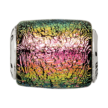 Sterling Silver Reflections Purple Dichroic Glass Barrel Bead