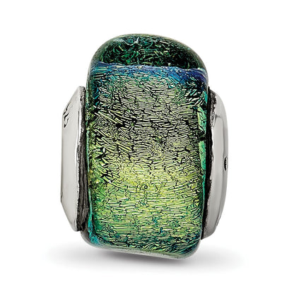 Sterling Silver Reflections Yellow Dichroic Glass Triangle Bead