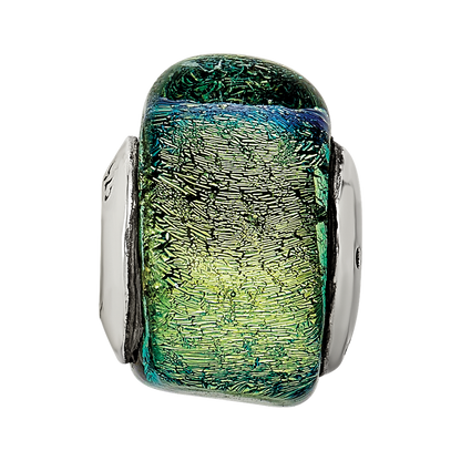 Sterling Silver Reflections Yellow Dichroic Glass Triangle Bead