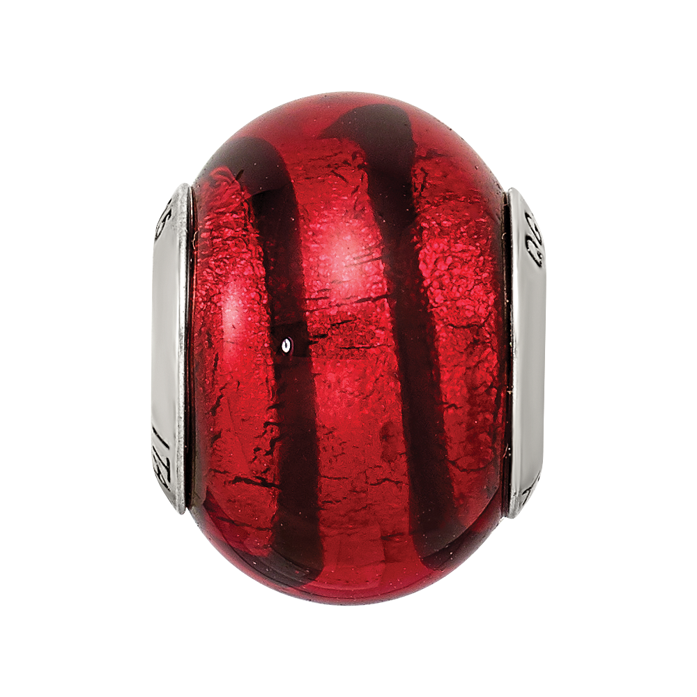Sterling Silver Reflections Red/Black Italian Murano Bead