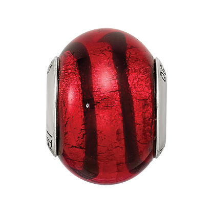 Sterling Silver Reflections Red/Black Italian Murano Bead
