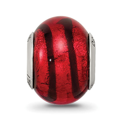 Sterling Silver Reflections Red/Black Italian Murano Bead