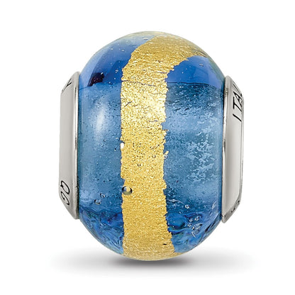 Sterling Silver Reflections Blue/Gold Italian Murano Bead