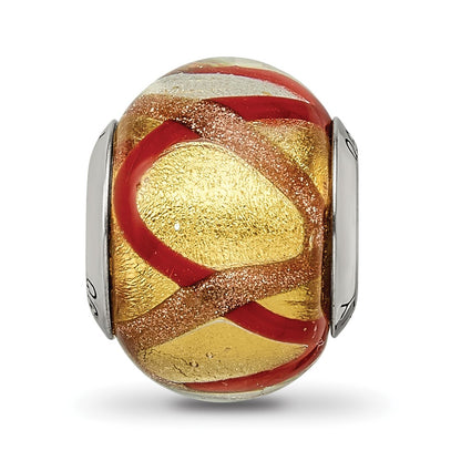 Sterling Silver Reflections Yellow/Gold/Red Italian Murano Bead