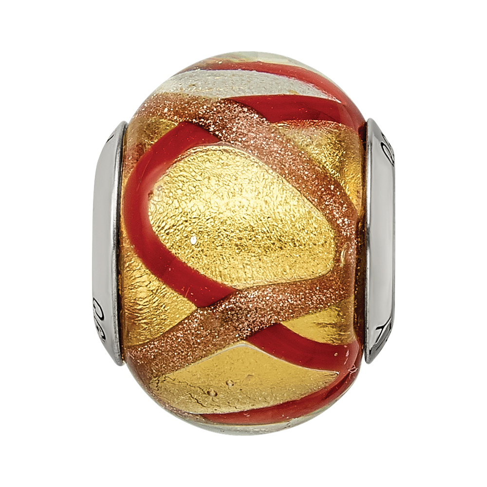 Sterling Silver Reflections Yellow/Gold/Red Italian Murano Bead
