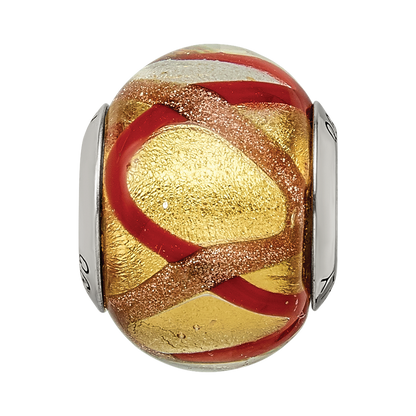 Sterling Silver Reflections Yellow/Gold/Red Italian Murano Bead