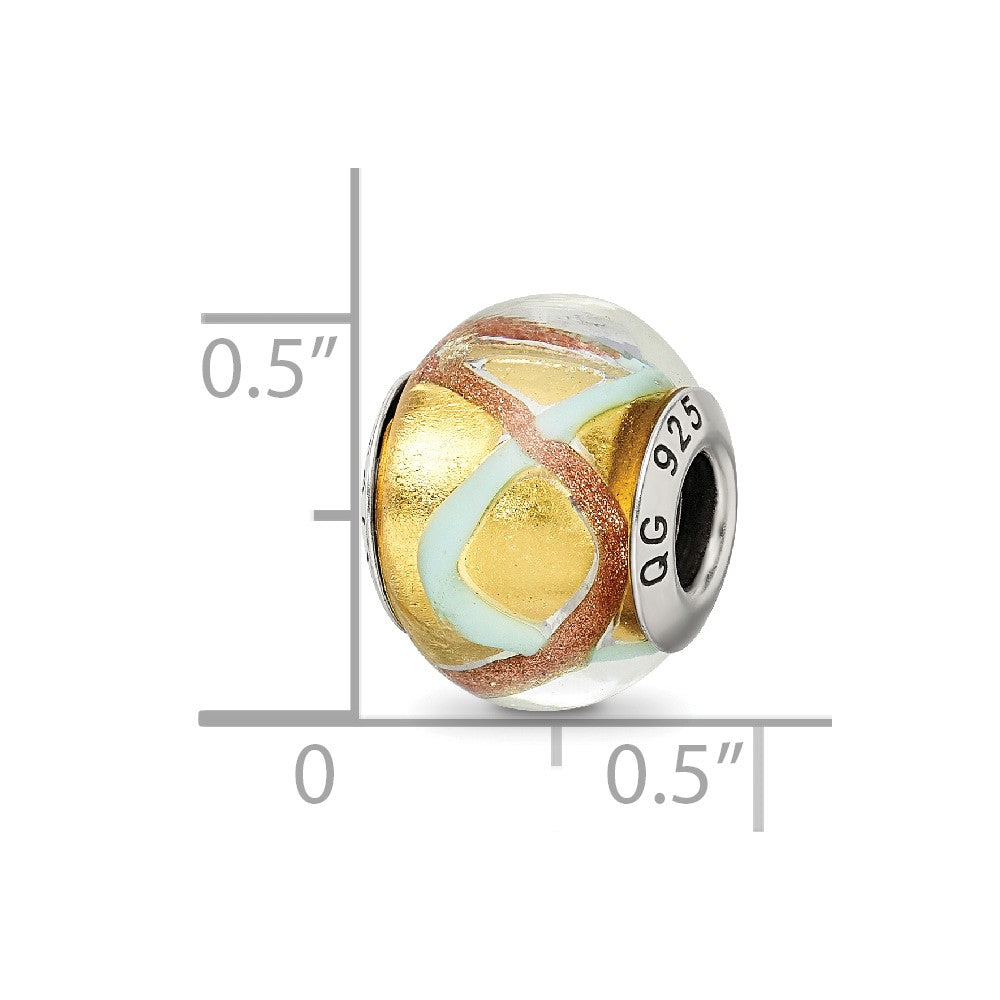 Sterling Silver Reflections Yellow/Gold/Blue Italian Murano Bead