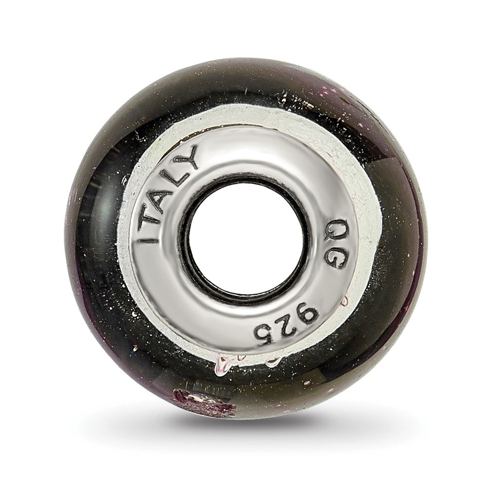 Sterling Silver Reflections Pink/Black Italian Murano Bead