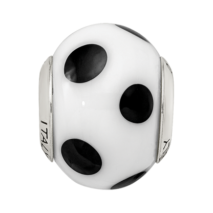 Sterling Silver Reflections White/Black Italian Murano Bead