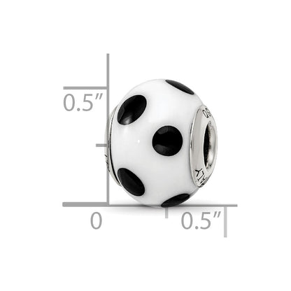 Sterling Silver Reflections White/Black Italian Murano Bead
