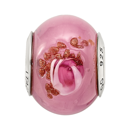 Sterling Silver Reflections Pink/Red/Brown Italian Murano Bead