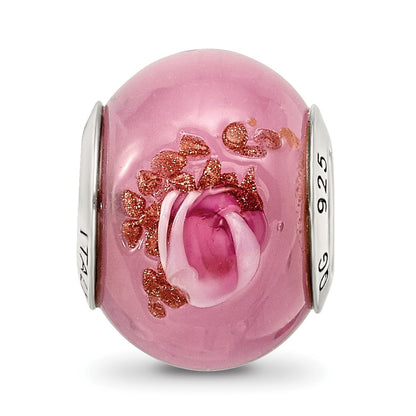 Sterling Silver Reflections Pink/Red/Brown Italian Murano Bead