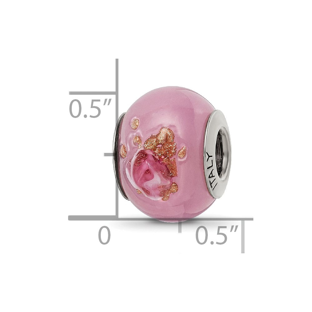Sterling Silver Reflections Pink/Red/Brown Italian Murano Bead