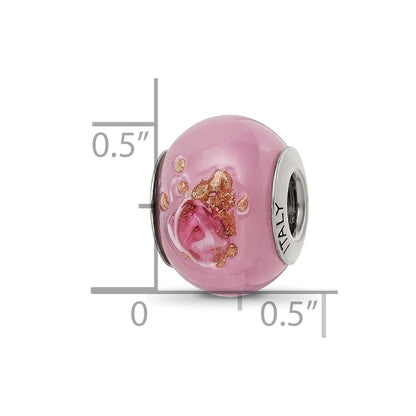 Sterling Silver Reflections Pink/Red/Brown Italian Murano Bead