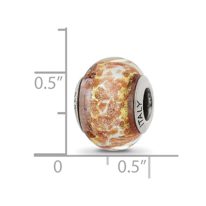 Sterling Silver Reflections White/Gold/Brown Italian Murano Bead