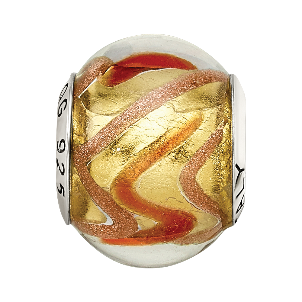 Sterling Silver Reflections Yellow/Gold/Red Italian Murano Bead