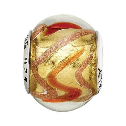 Sterling Silver Reflections Yellow/Gold/Red Italian Murano Bead