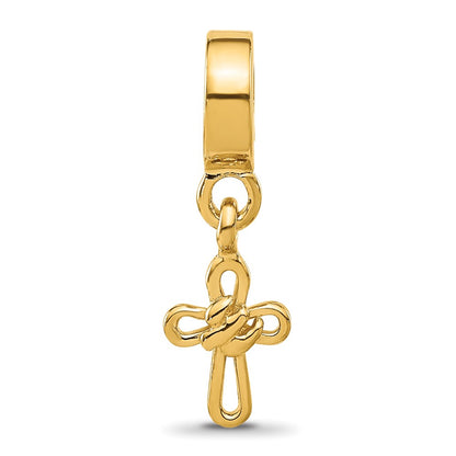 Sterling Silver Reflections Gold-plated Dove Cross Dangle Bead