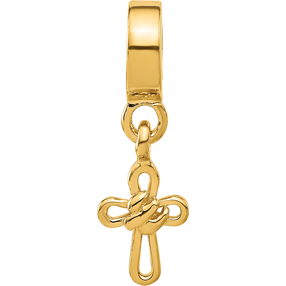 Sterling Silver Reflections Gold-plated Dove Cross Dangle Bead