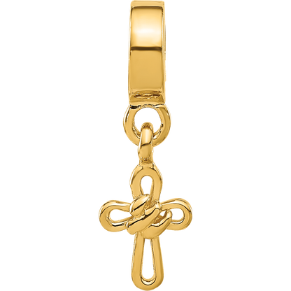 Sterling Silver Reflections Gold-plated Dove Cross Dangle Bead