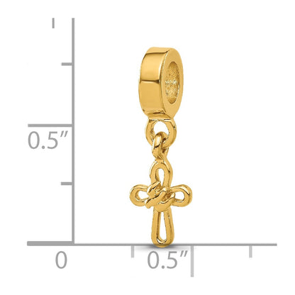 Sterling Silver Reflections Gold-plated Dove Cross Dangle Bead